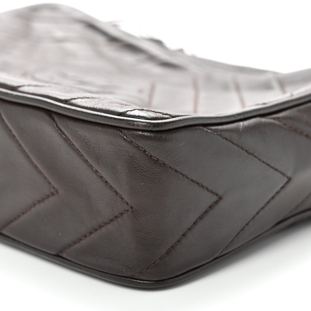 Lambskin Chevron Quilted Tassel Camera Case Brown