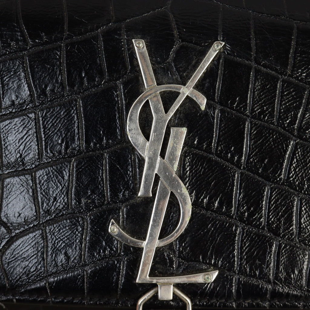 Saint Laurent Kate Tassel Chain Bag Small Croc-Embossed