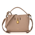 Grained Calfskin Small Padlock Top Handle Beige
