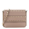 Grained Calfskin Small Rockstud Flap Crossbody Bag Poudre