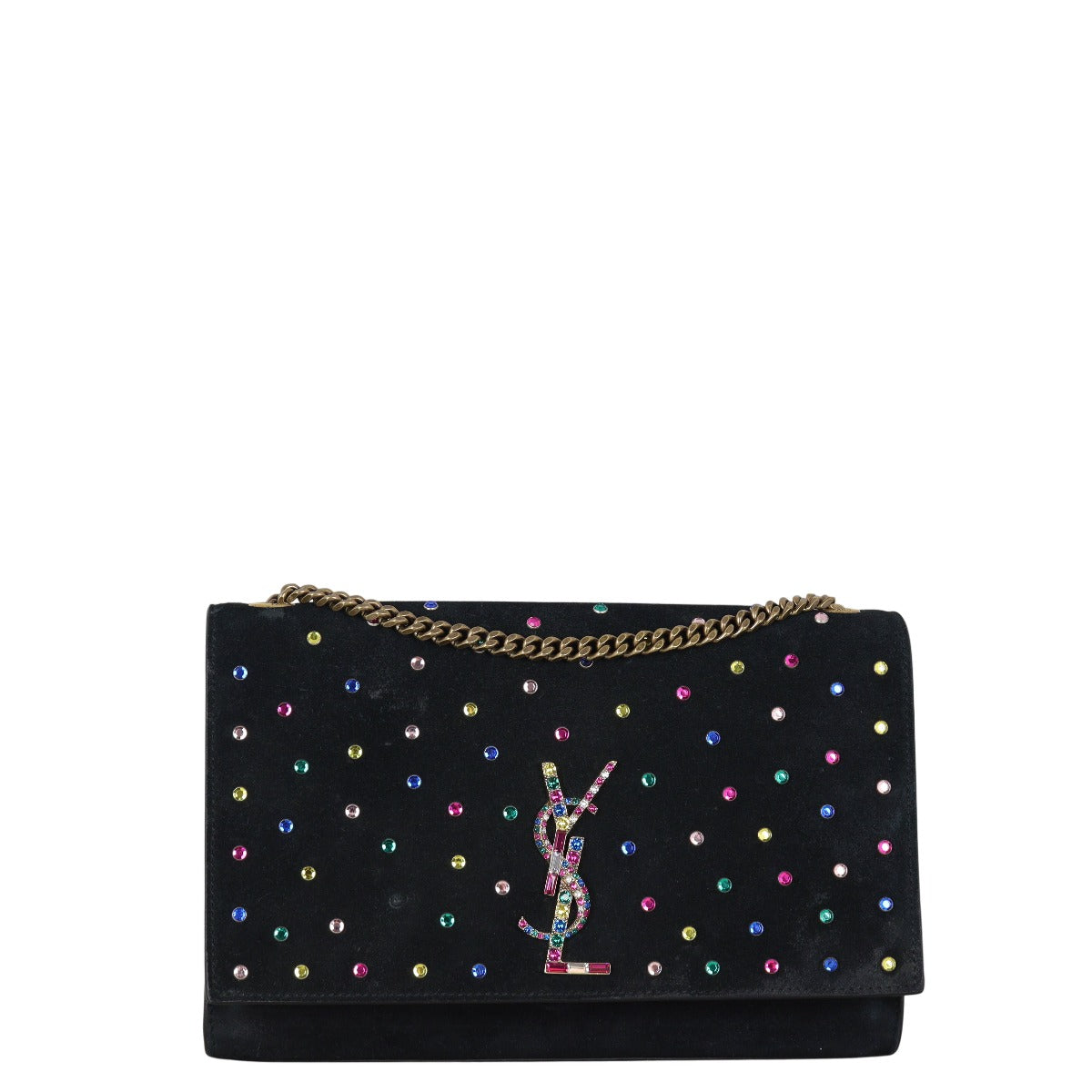 Saint Laurent Kate Chain Bag Medium Suede Crystals