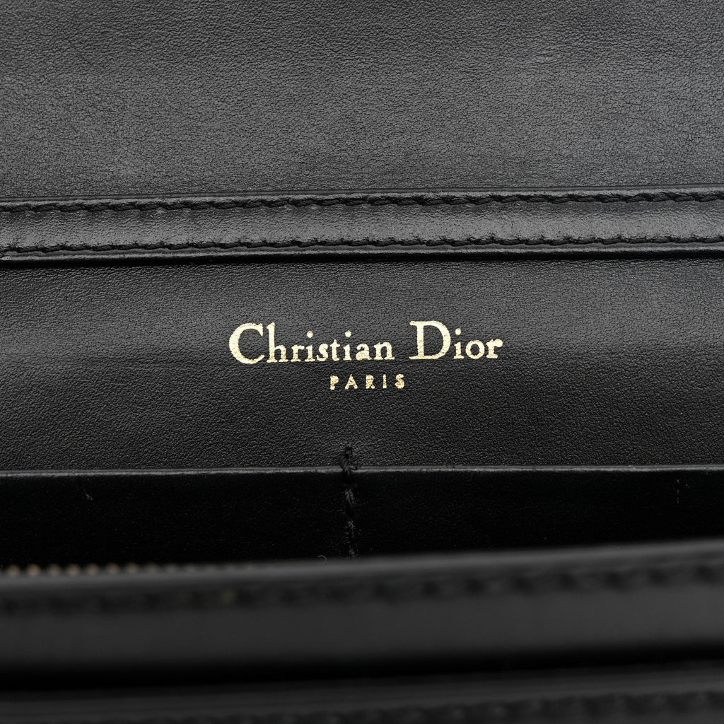 Calfskin J'Adior Wallet on Chain Pouch Black