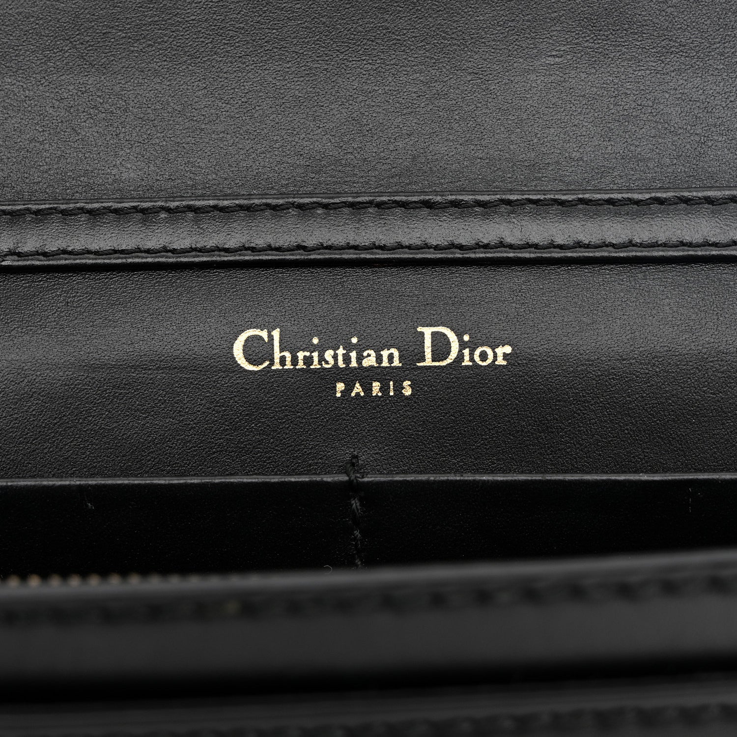 Calfskin J'Adior Wallet on Chain Pouch Black