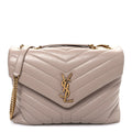Calfskin Y Quilted Monogram Medium Loulou Chain Satchel Dark Beige