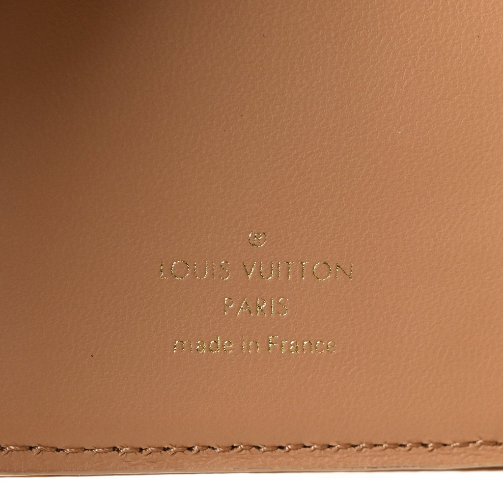 Lambskin Embossed Monogram Lou Coussin Wallet Camel