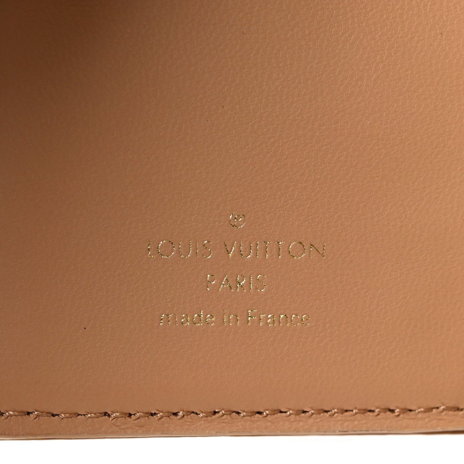 Lambskin Embossed Monogram Lou Coussin Wallet Camel