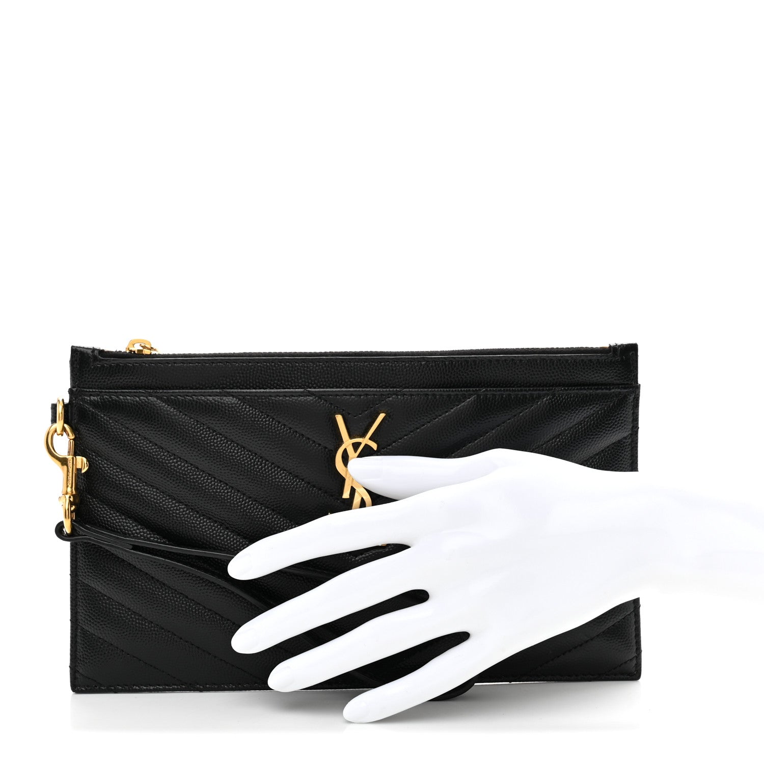 Grain De Poudre Chevron Monogram Large Bill Pouch Black
