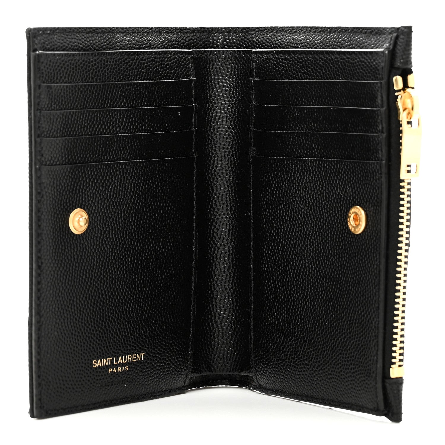 Grain De Poudre Matelasse Chevron Monogram Zipped Two-Part Wallet Black