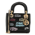 Calfskin Beaded Mini Lady Dior Black