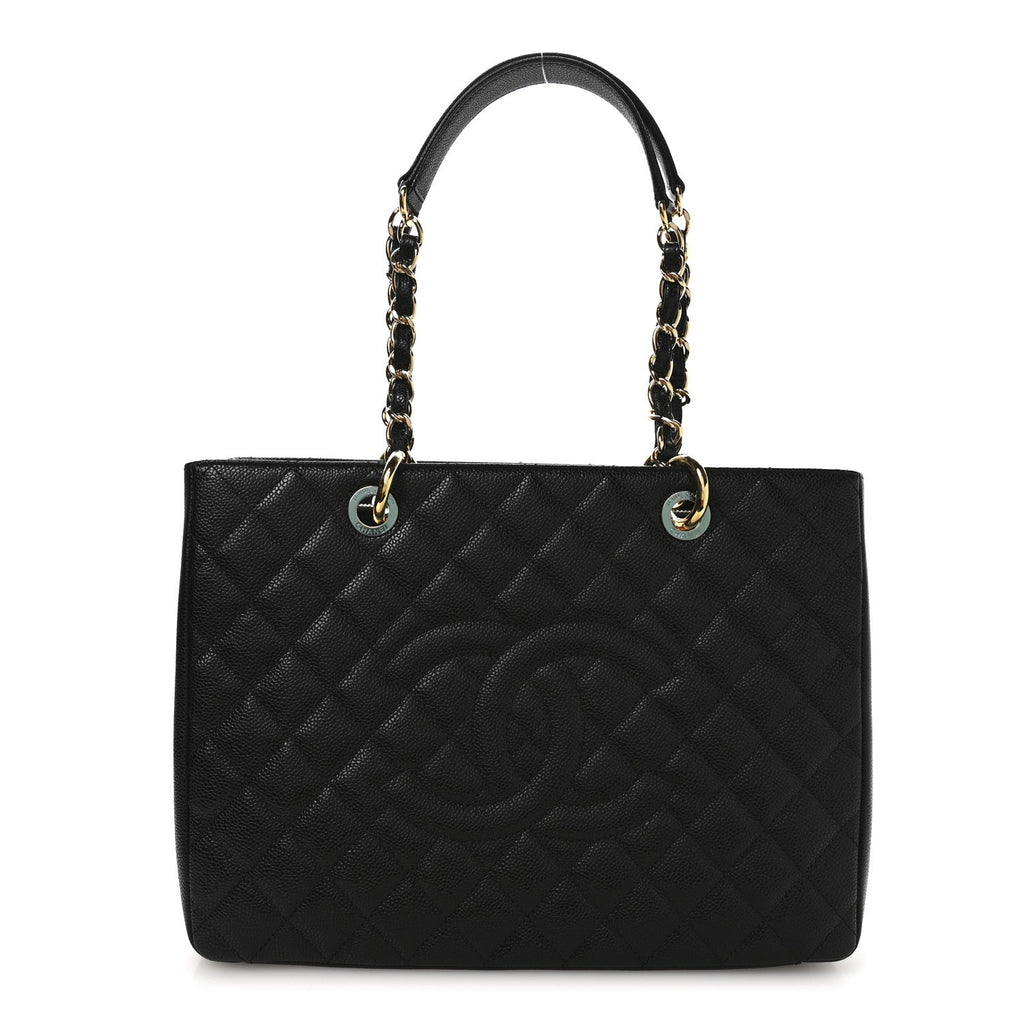 Caviar Quilted Grand Shopping Tote GST Black