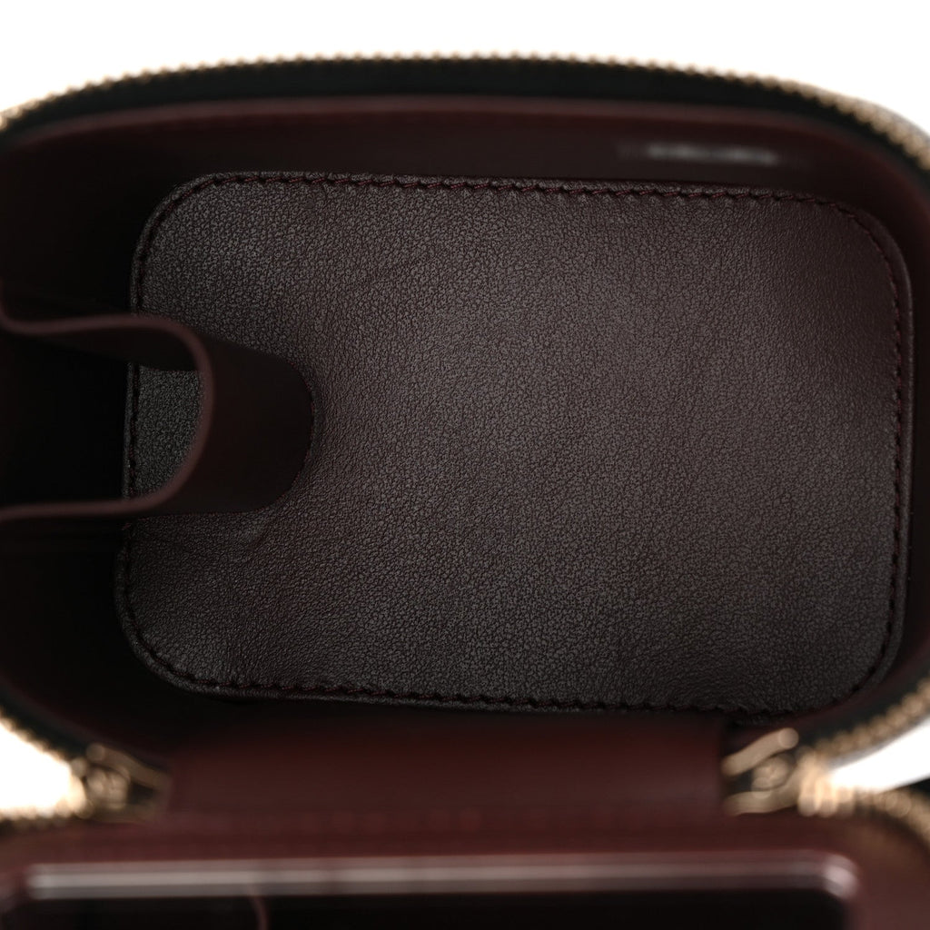 Caviar Quilted Mini Vanity Case With Chain Black