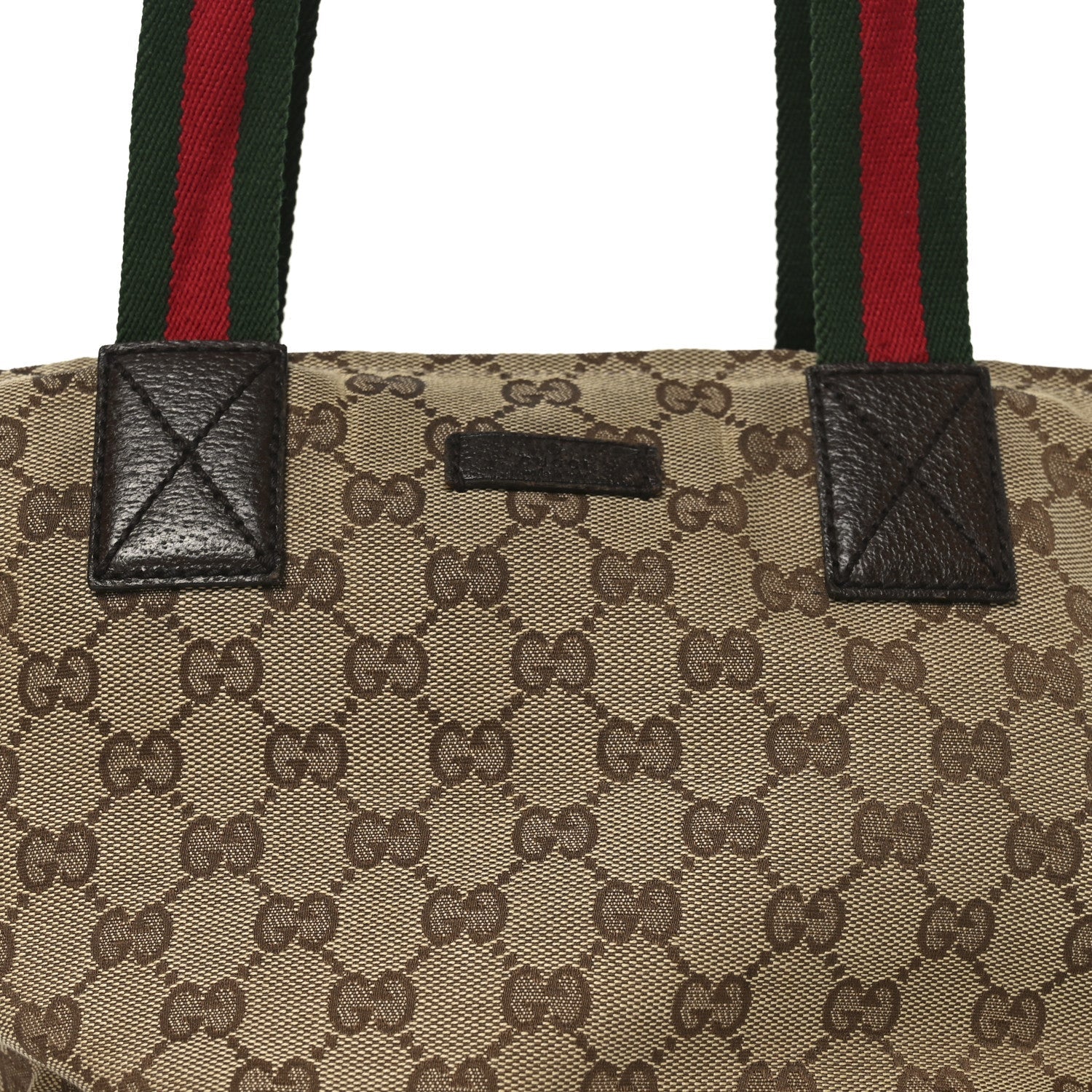 GG Monogram Small Web Handle Bucket Tote Dark Brown