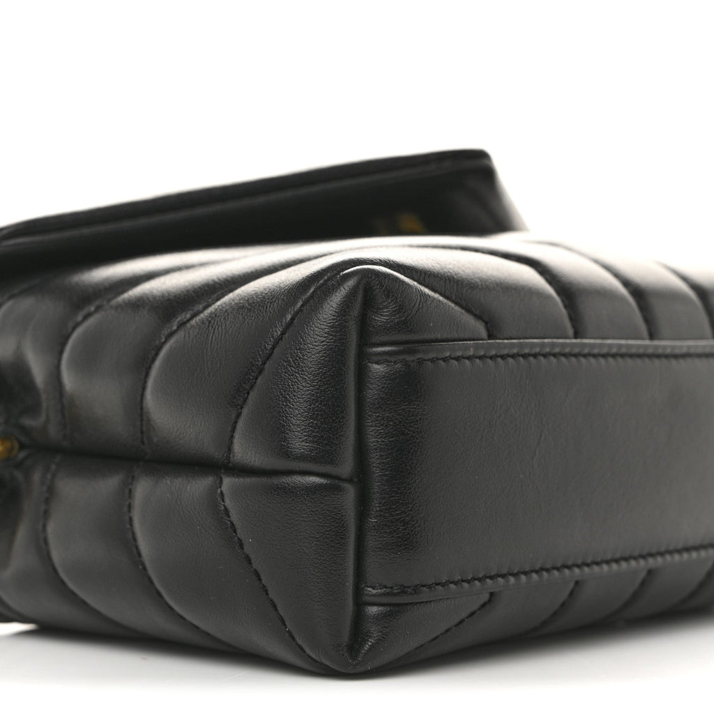 Calfskin Y Quilted Monogram Toy Loulou Crossbody Bag Black