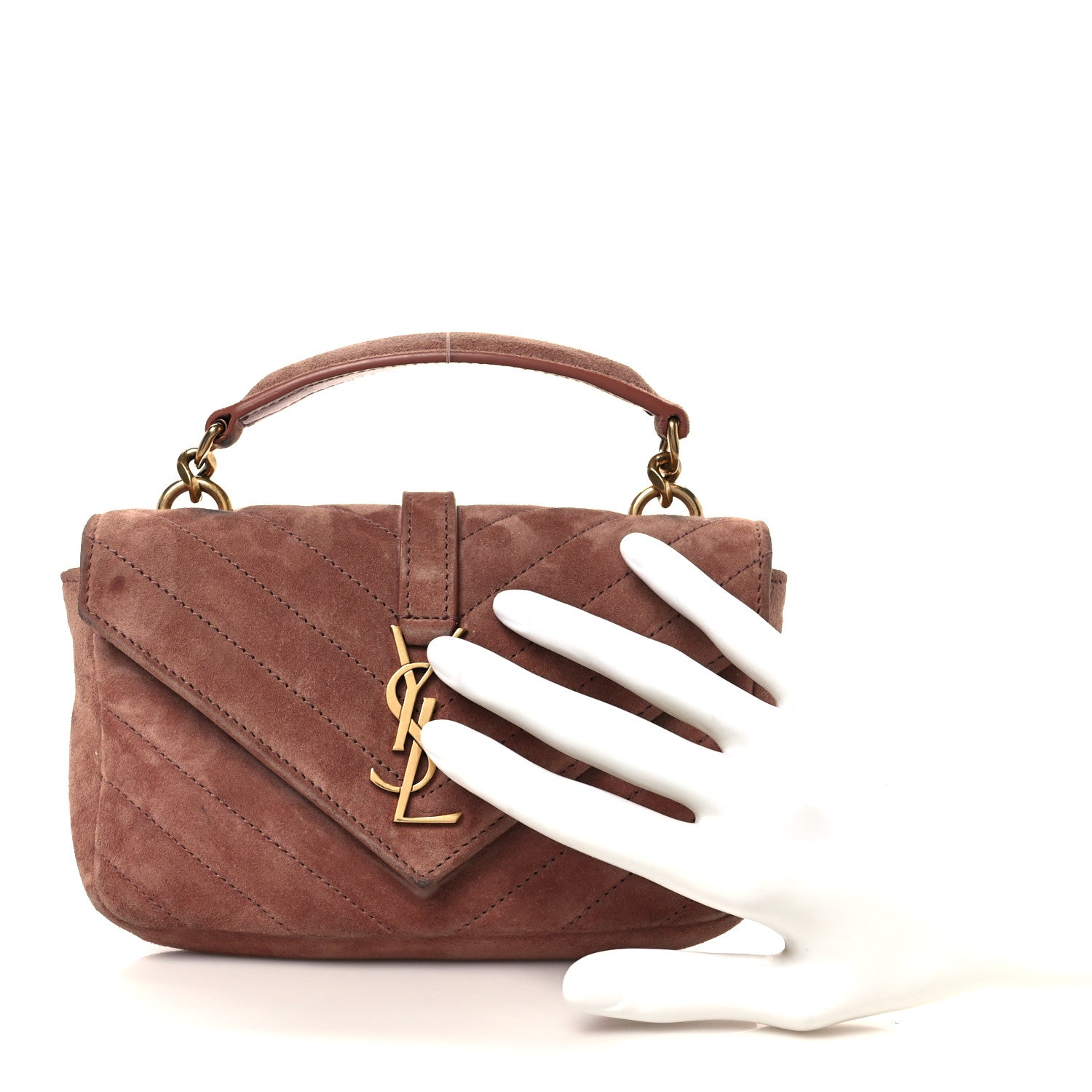 Suede Matelasse Chevron Monogram Mini College Bag Barely Pink