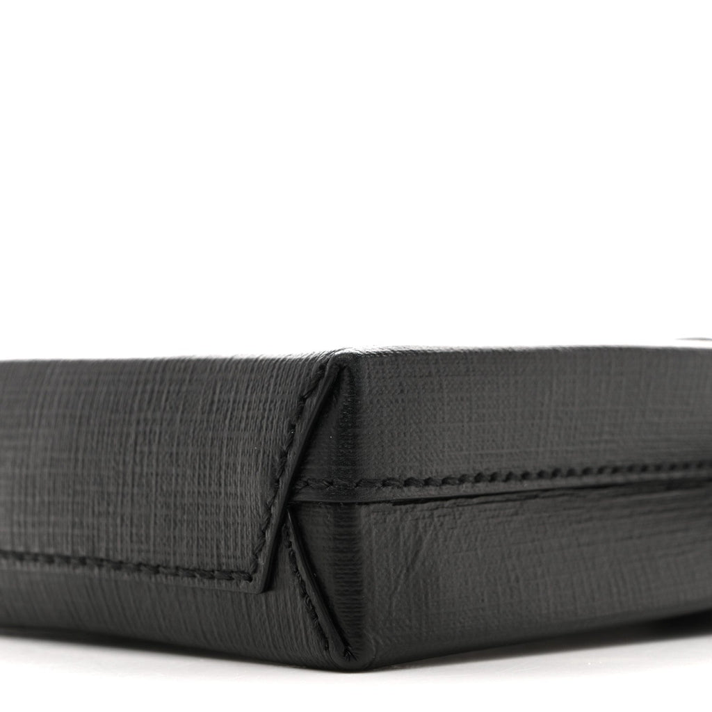 Squared Calfskin Logo Shopping Phone Holder Bag Black