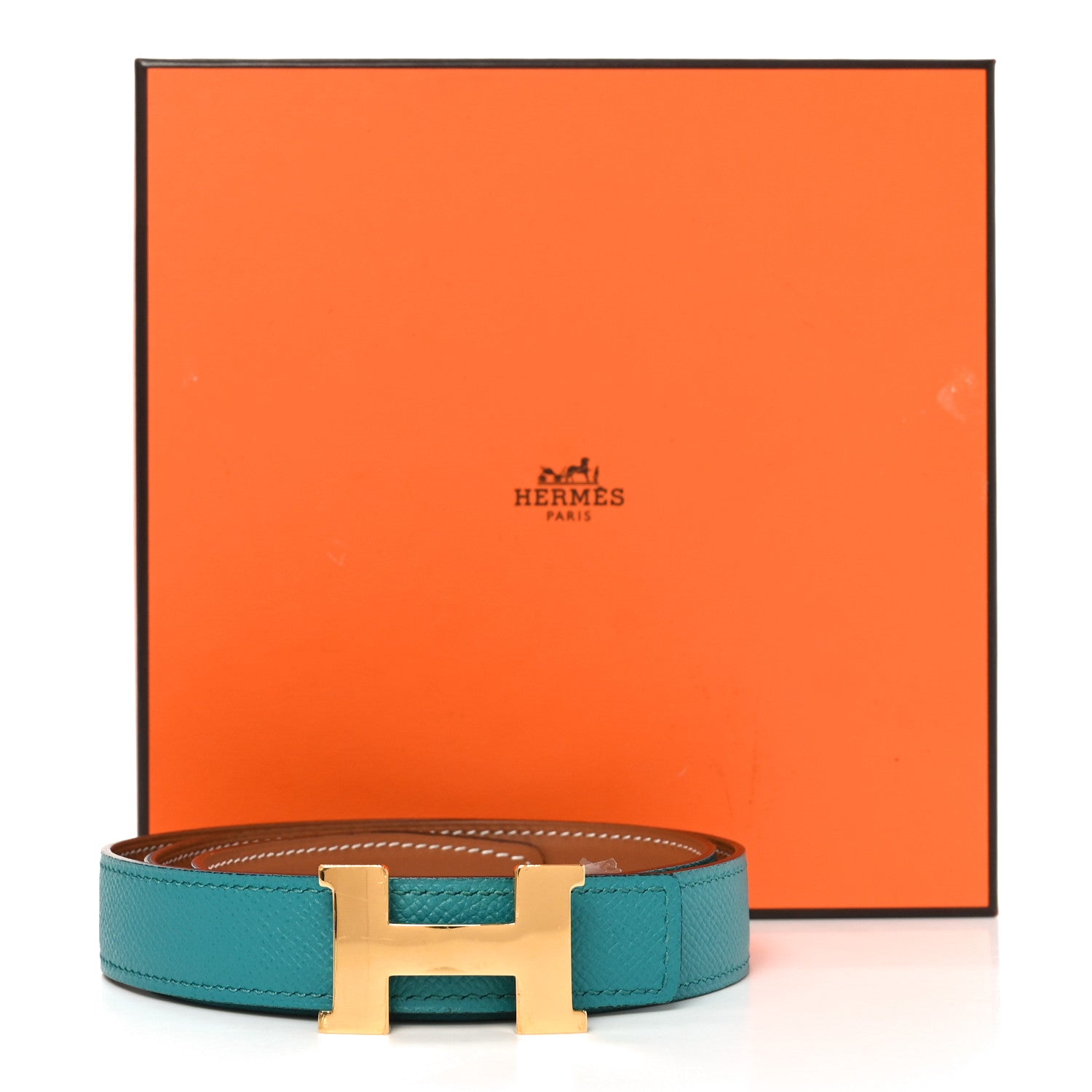 Swift Epsom 24mm Mini Constance H Belt 80 32 Bleu Paon Gold