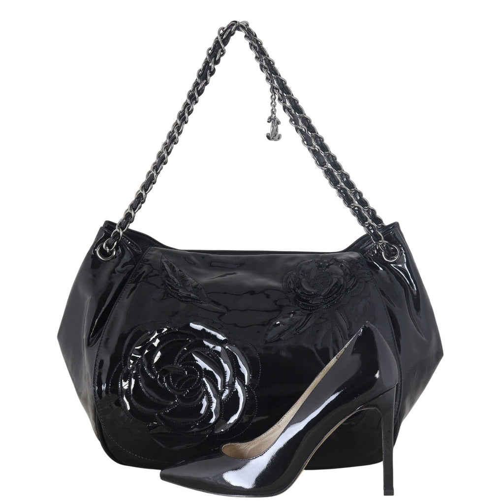 Chanel Camellia Accordion Flap Bag Patent