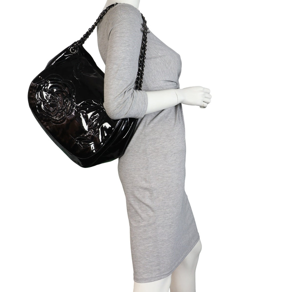 Chanel Camellia Accordion Flap Bag Patent