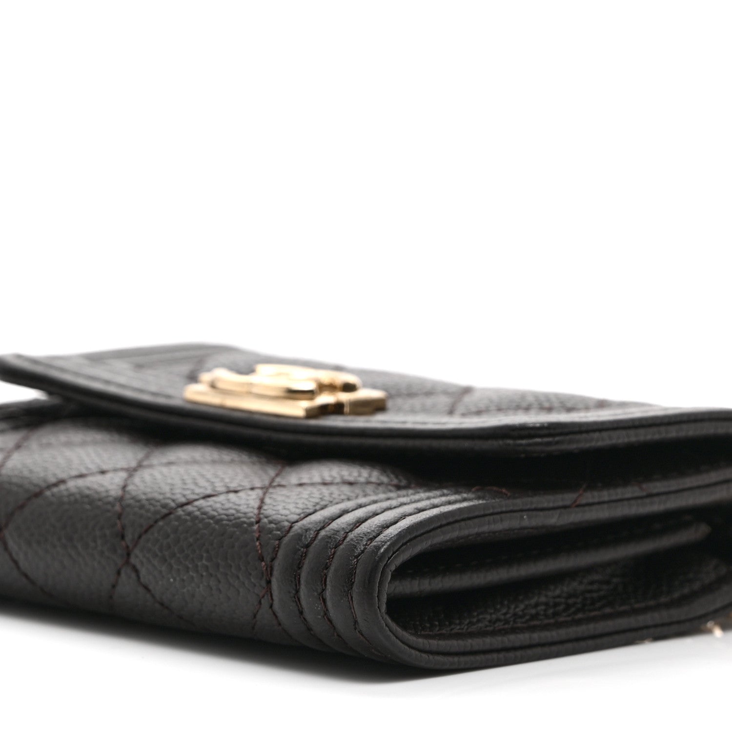 Caviar Quilted Boy  Holder On Chain Black