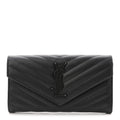Grain De Poudre Matelasse Chevron Monogram Flap Wallet Black