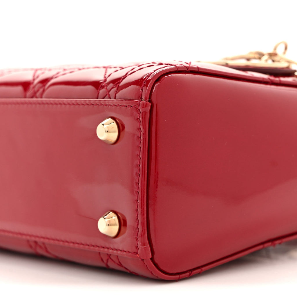 Patent Cannage Mini Lady Dior Red