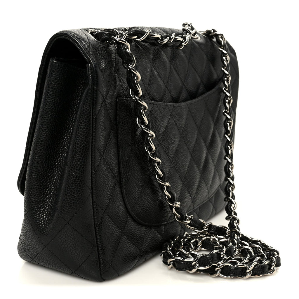Caviar Quilted Jumbo Single Flap Black