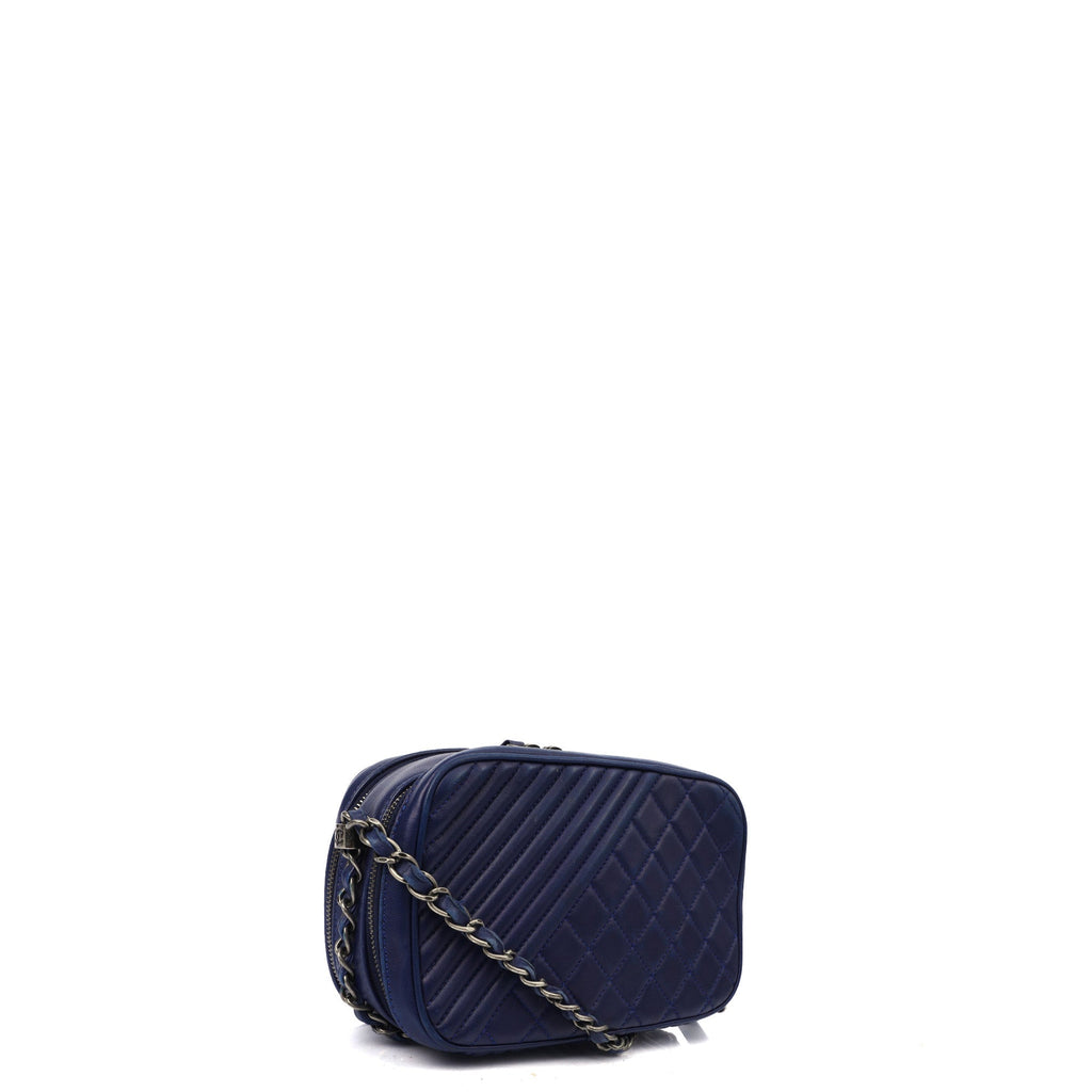 Chanel Cross Body Coco Boy Camera Bag in Navy, Calfskin Leather