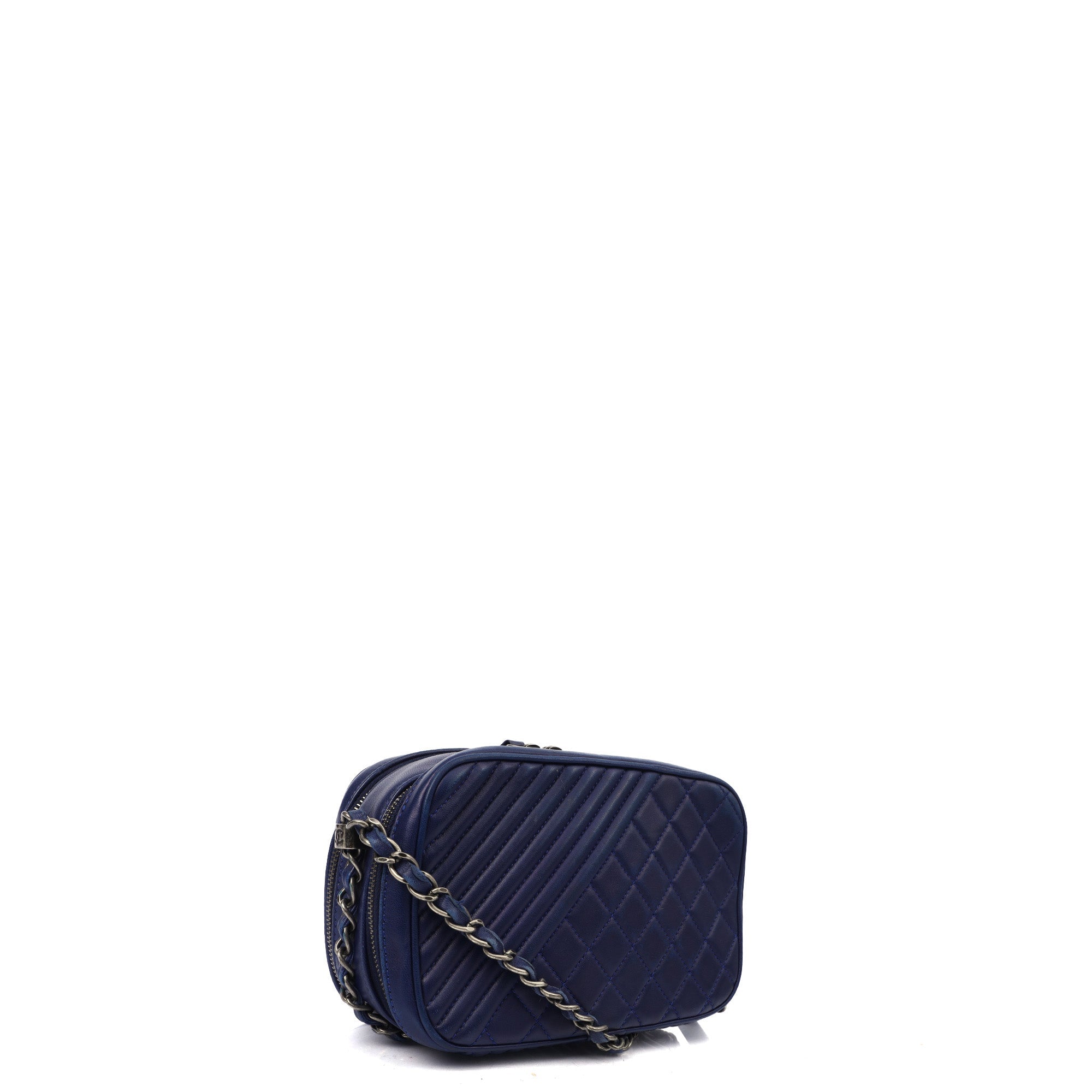 Chanel Cross Body Coco Boy Camera Bag in Navy, Calfskin Leather