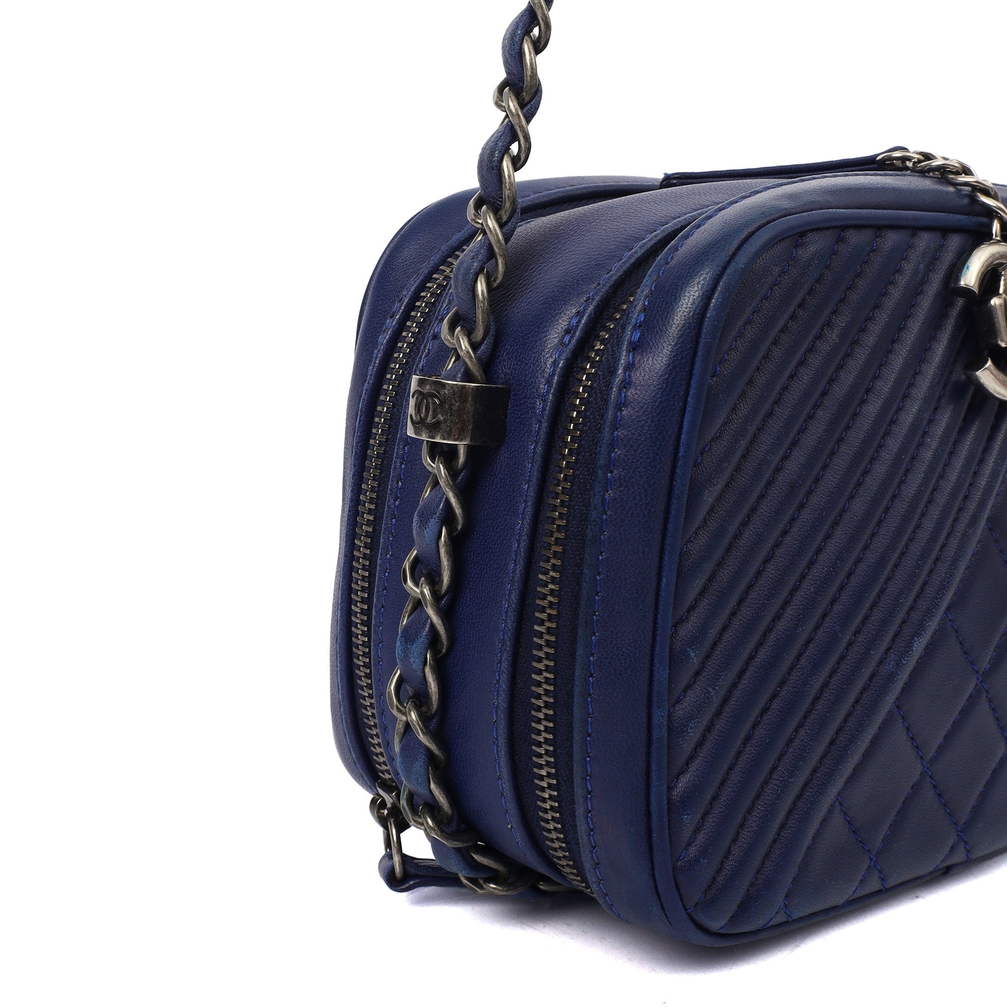 Chanel Cross Body Coco Boy Camera Bag in Navy, Calfskin Leather
