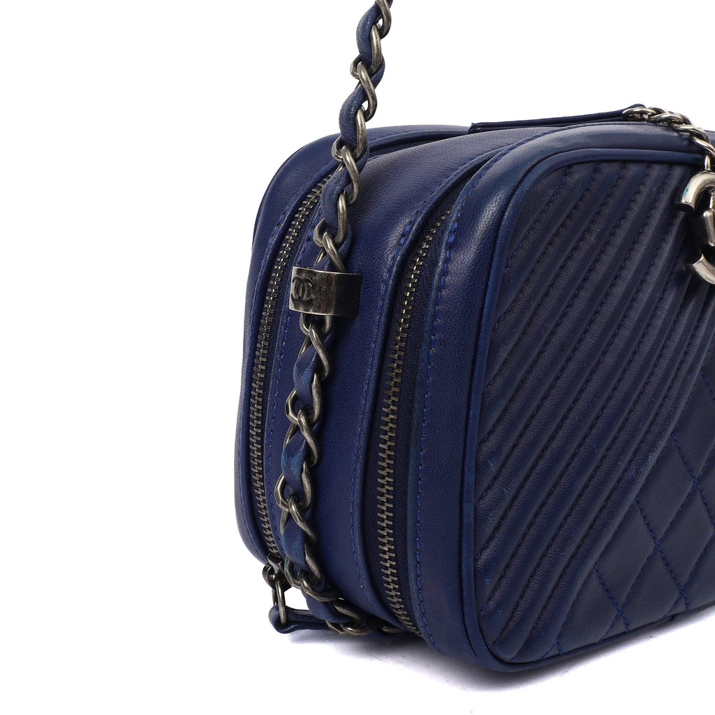 Chanel Cross Body Coco Boy Camera Bag in Navy, Calfskin Leather