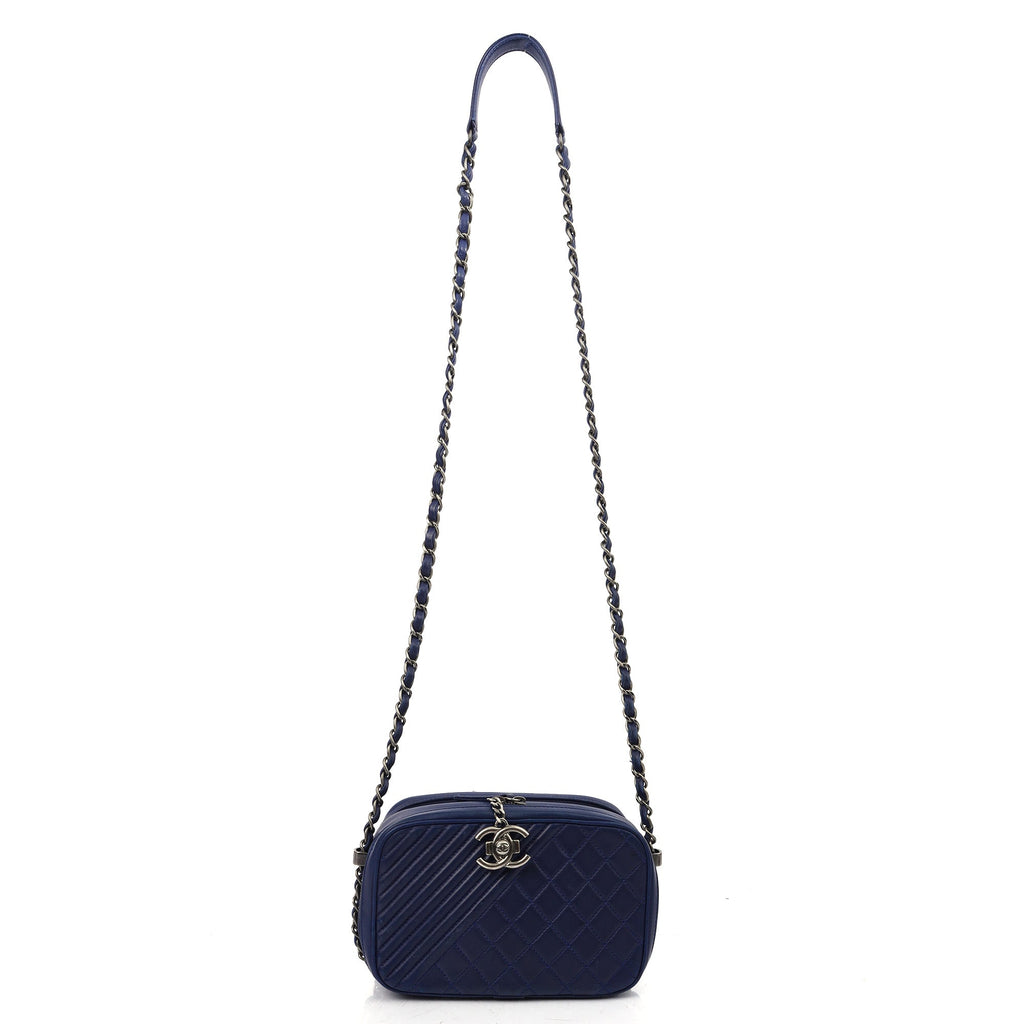 Chanel Cross Body Coco Boy Camera Bag in Navy, Calfskin Leather