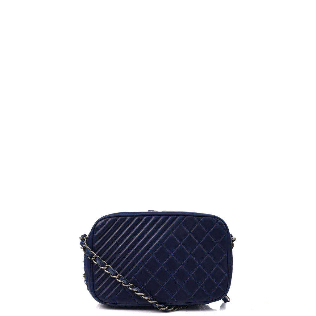 Chanel Cross Body Coco Boy Camera Bag in Navy, Calfskin Leather