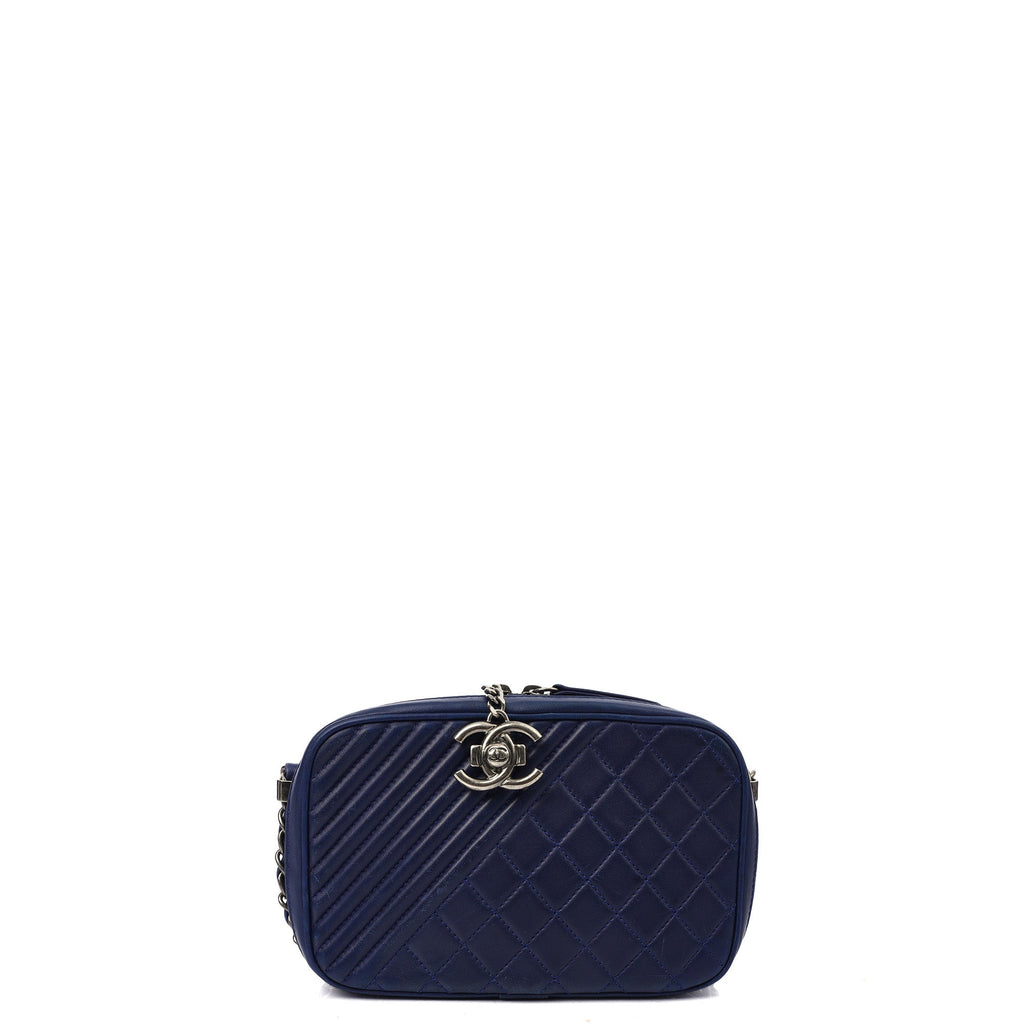 Chanel Cross Body Coco Boy Camera Bag in Navy, Calfskin Leather