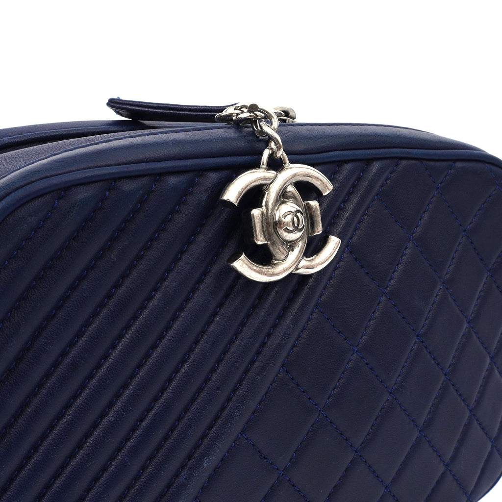 Chanel Cross Body Coco Boy Camera Bag in Navy, Calfskin Leather
