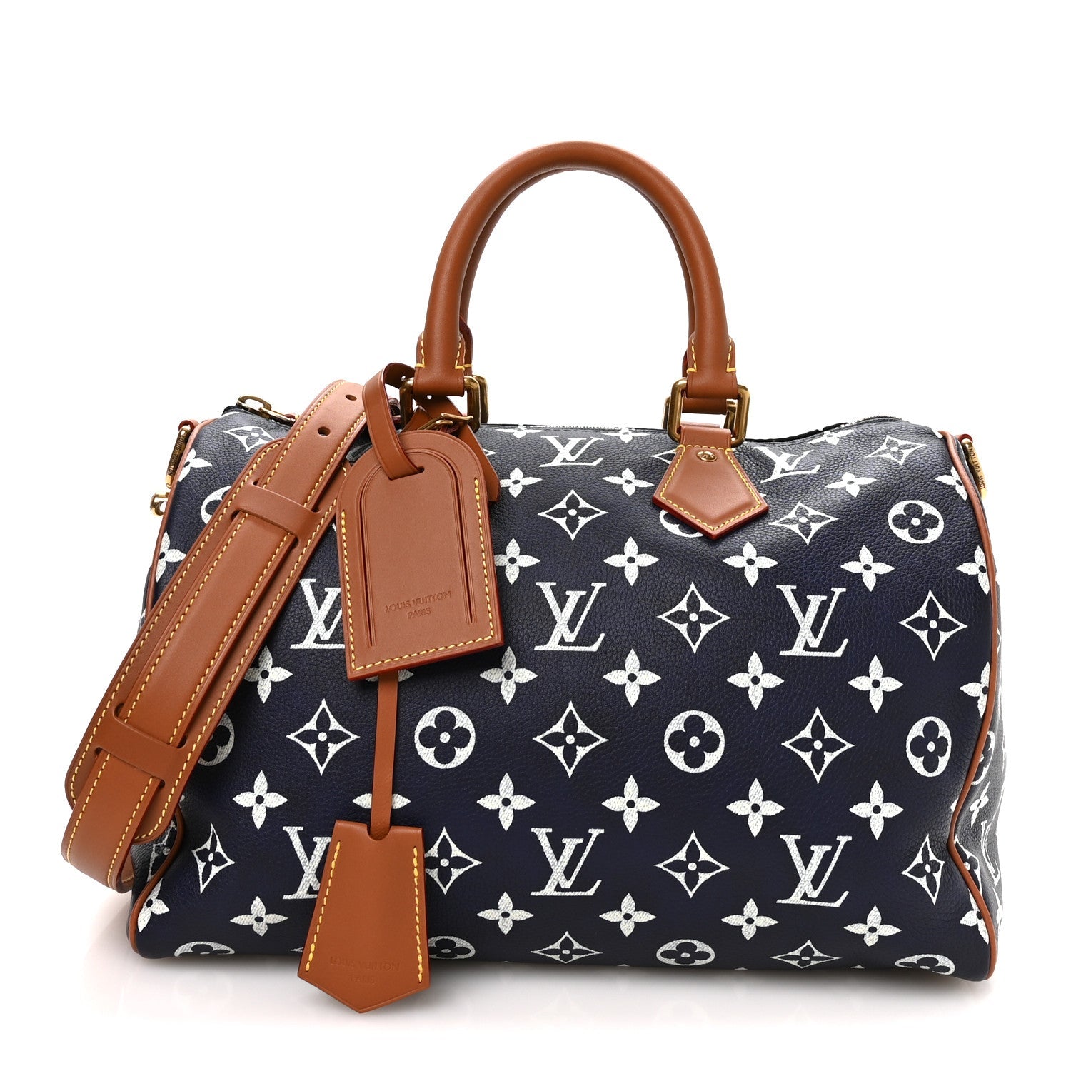 Calfskin Monogram Speedy P9 Bandouliere 30 Indigo