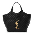 Lambskin Quilted Maxi Icare Shopping Tote Black