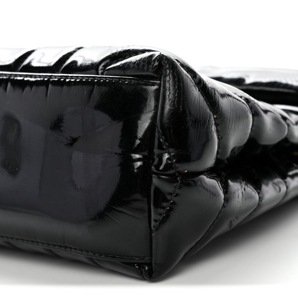Patent Y Quilted Monogram Small Loulou Chain Satchel Black