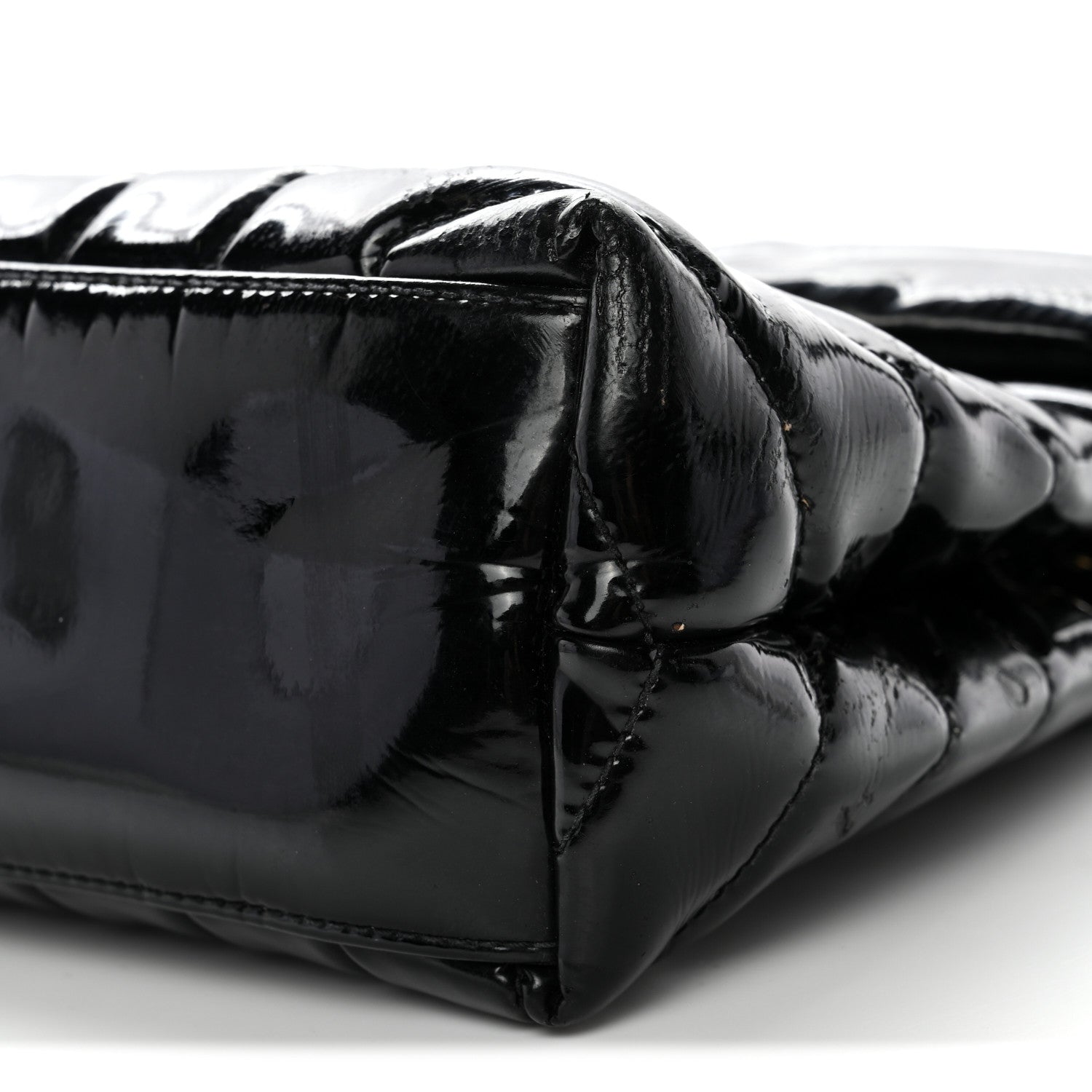 Patent Y Quilted Monogram Small Loulou Chain Satchel Black