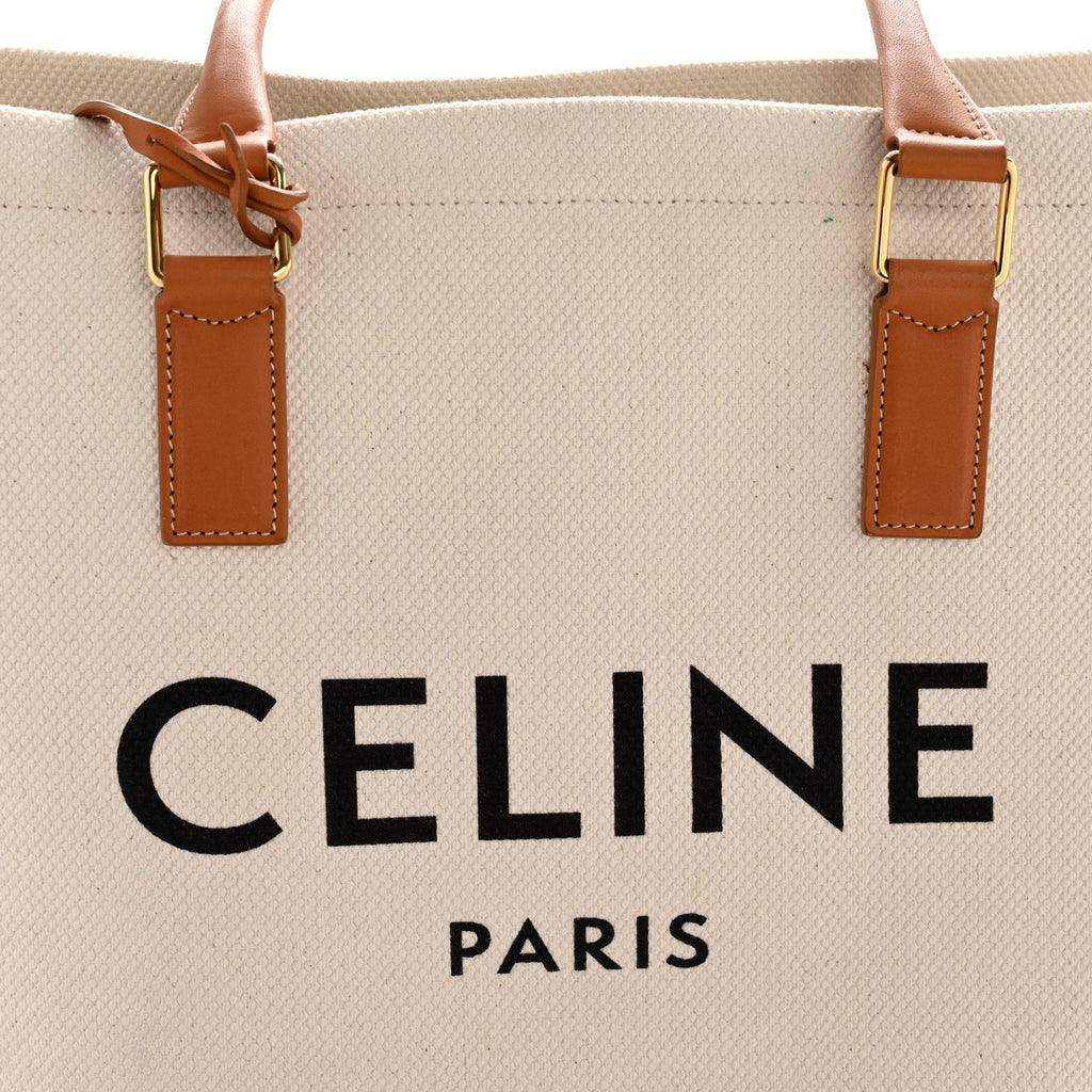 Canvas Calfskin Horizontal Cabas Natural Tan