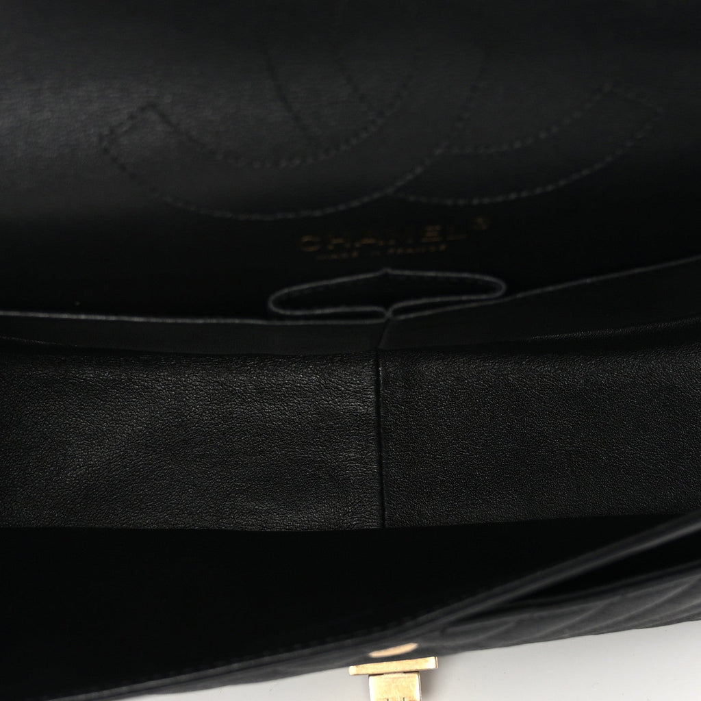 Crumpled Calfskin Chevron Quilted 2.55 Reissue 226 Black