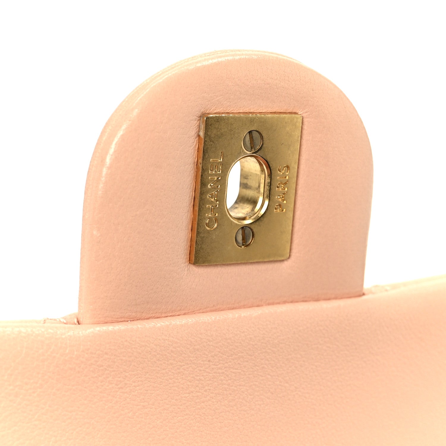 Lambskin Quilted Mini Pearl Crush Flap Light Orange