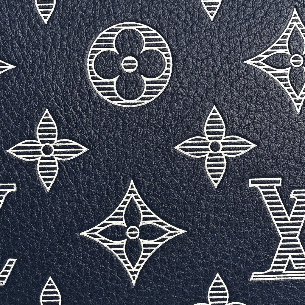 Calfskin Shadow Monogram Keepall Bandouliere 50 Ink Blue White