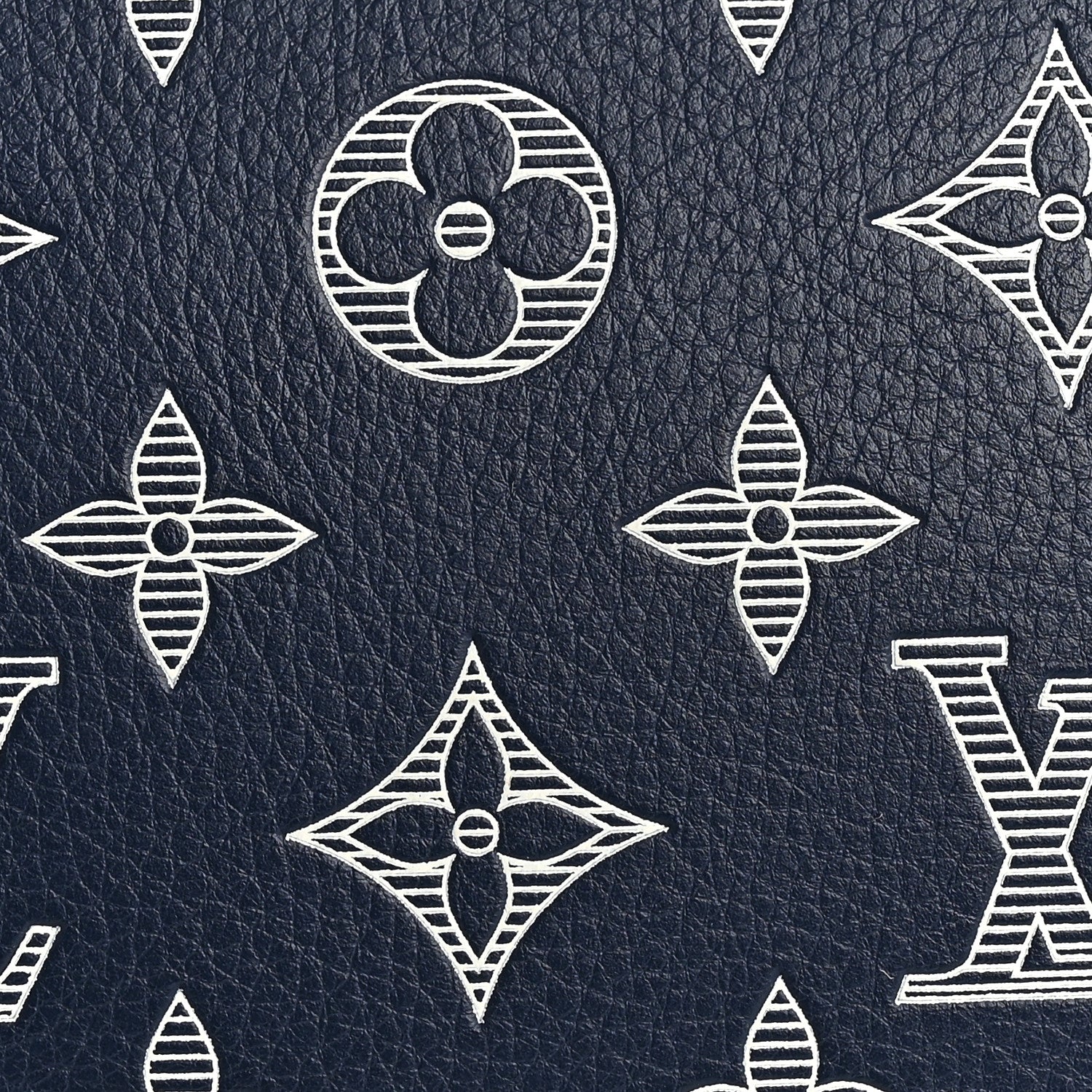 Calfskin Shadow Monogram Keepall Bandouliere 50 Ink Blue White