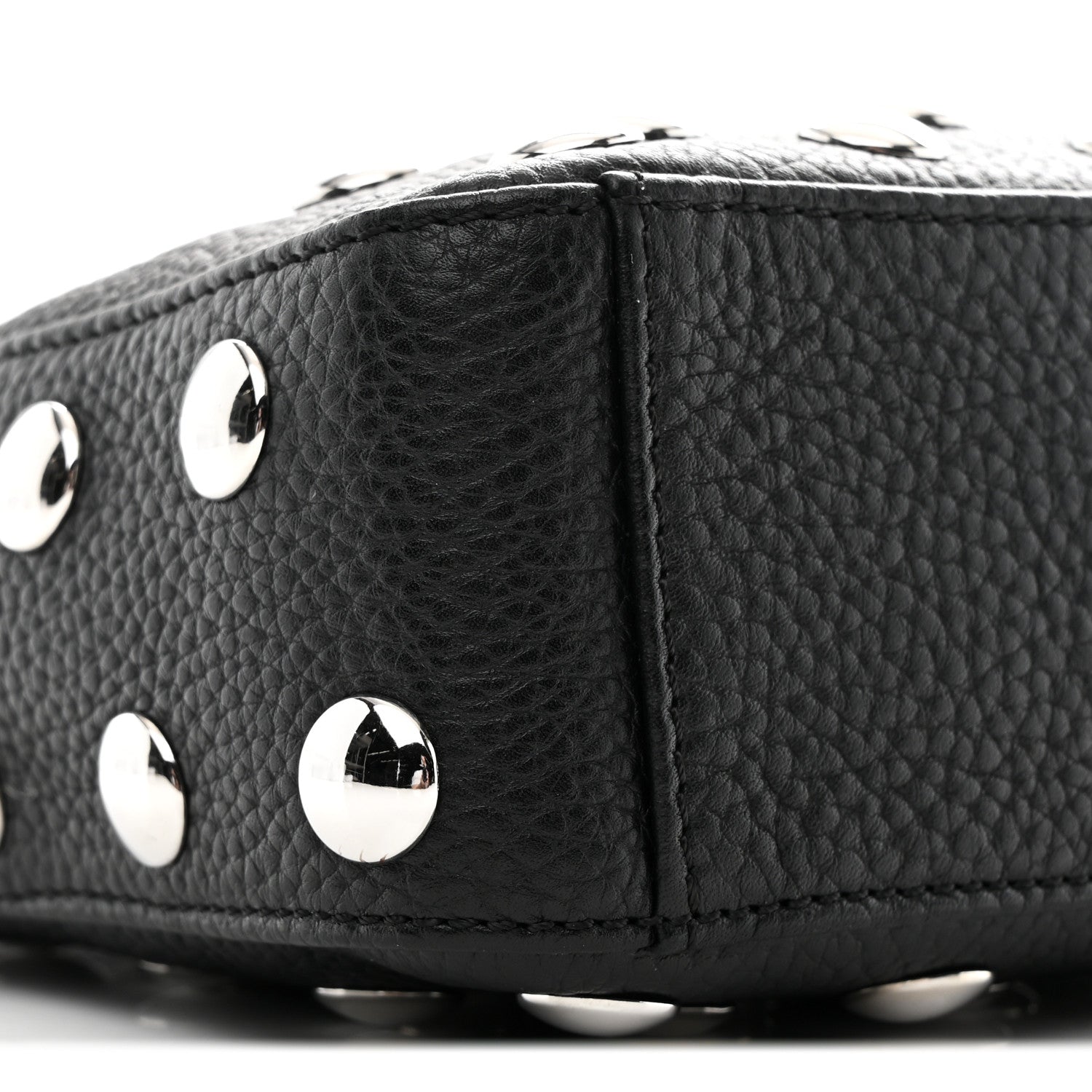 Pebbled Sport Calfskin Studded Small Elena Black