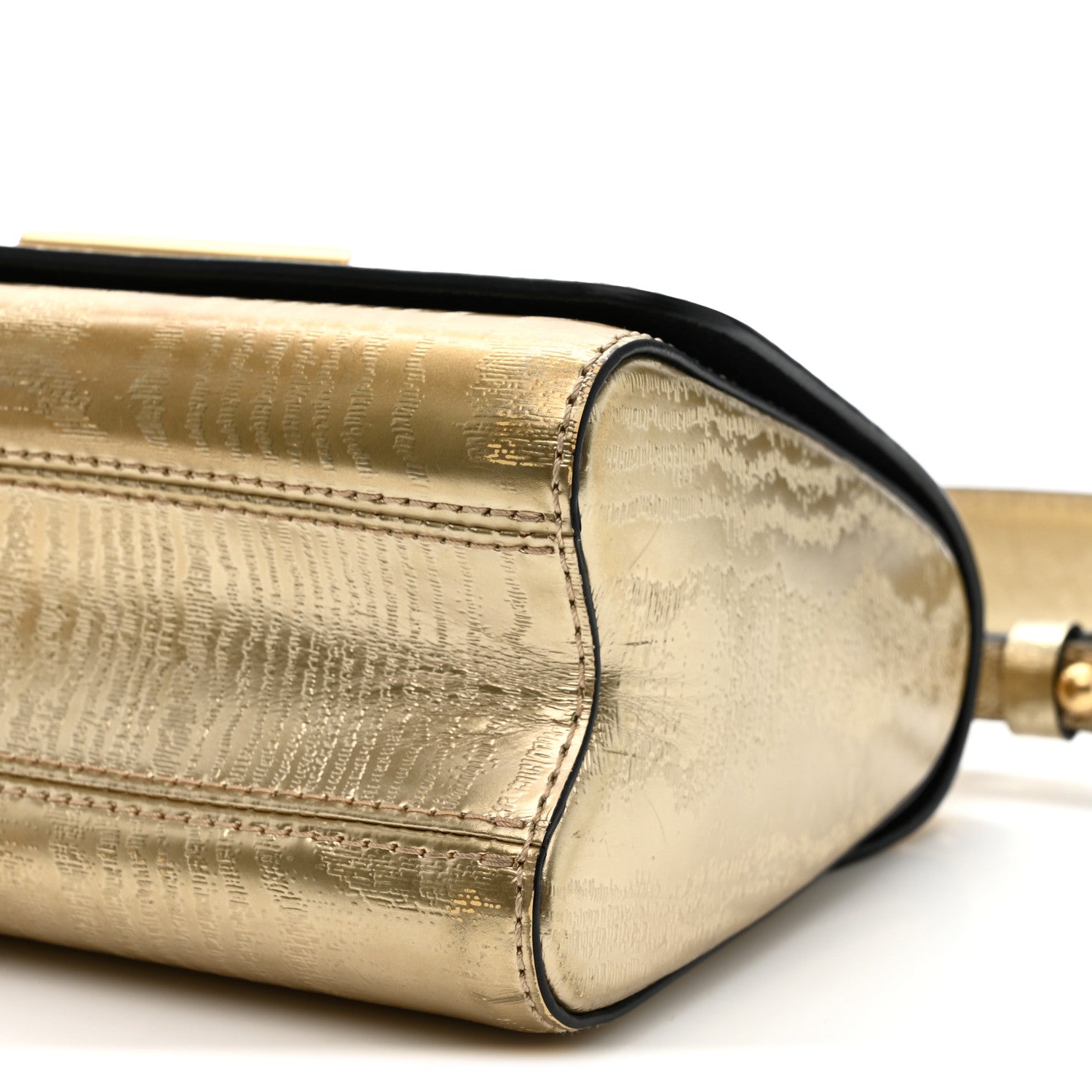 Calfskin Gravity Twist Shoulder Bag PM Gold
