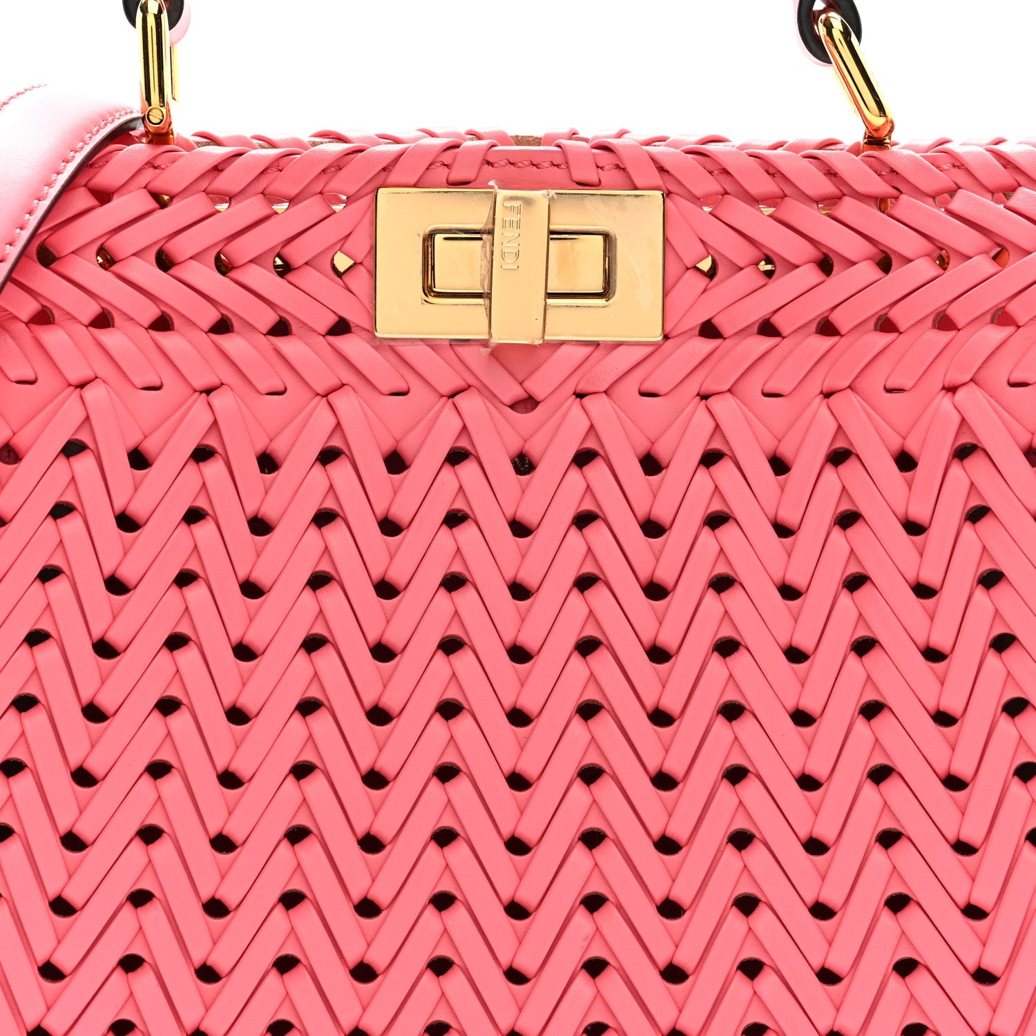 Vitello King Shiny Nappa Intreccio Small Peekaboo I SEE U Satchel Pink Dalia