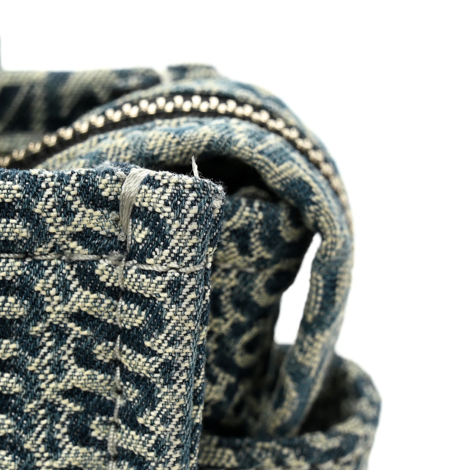 Cotton Washed Monogram Denim Crossbody Tote Bag Sun Faded Denim