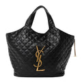Lambskin Quilted Maxi Icare Shopping Tote Black