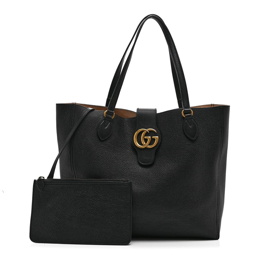 Grained Calfskin Small Dahlia Tote Black