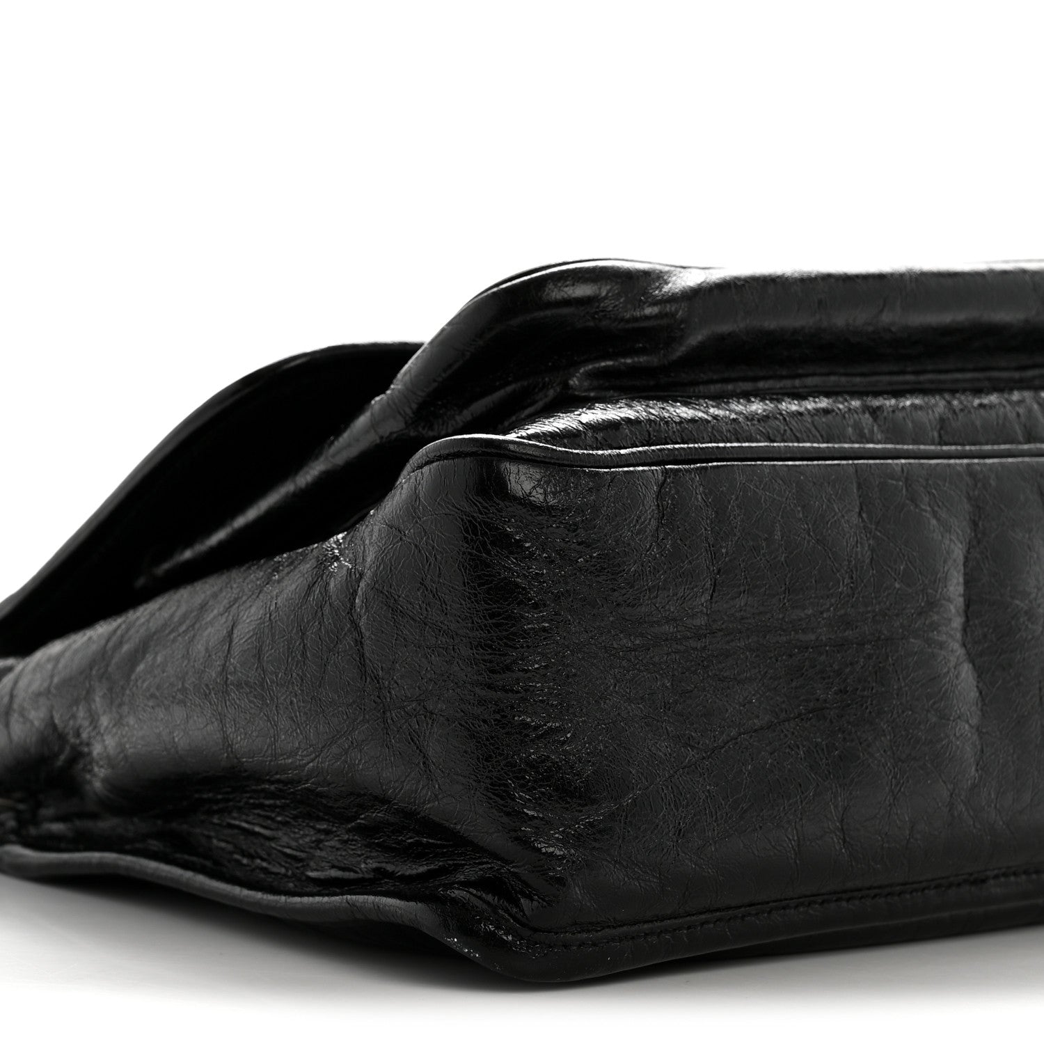 Crinkled Calfskin Monogram Medium Niki Chain Satchel Black